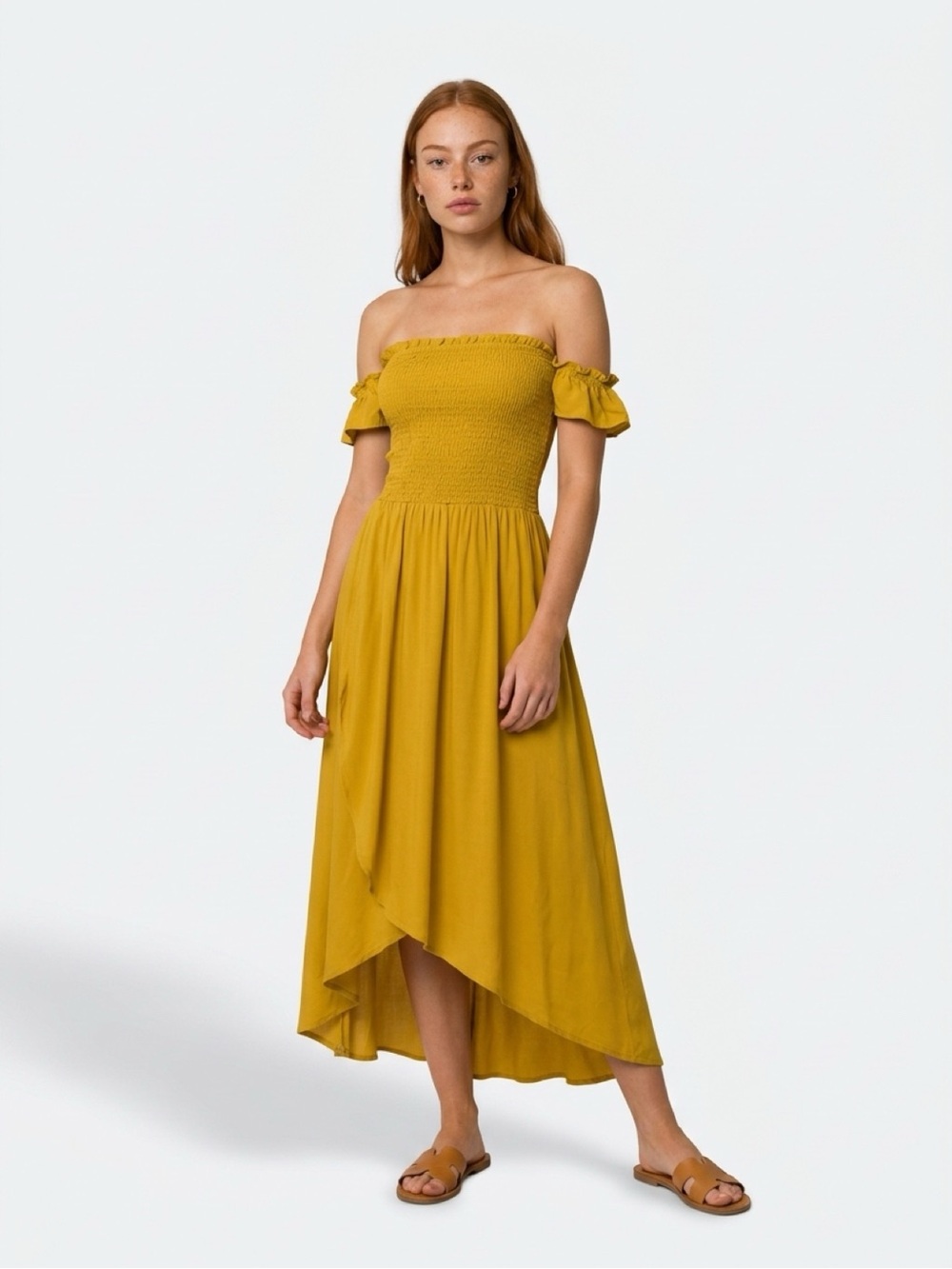 Young Fabulous & Broke Frida Smocked Off-the-Shoulder Midi Dress